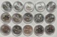 zestaw 3 - 15 monet uncjowych Ag - 15x 1 oz