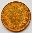 Francja - 20 franków 1855 A - PARYŻ - NAPOLEON III  - rzadszy
