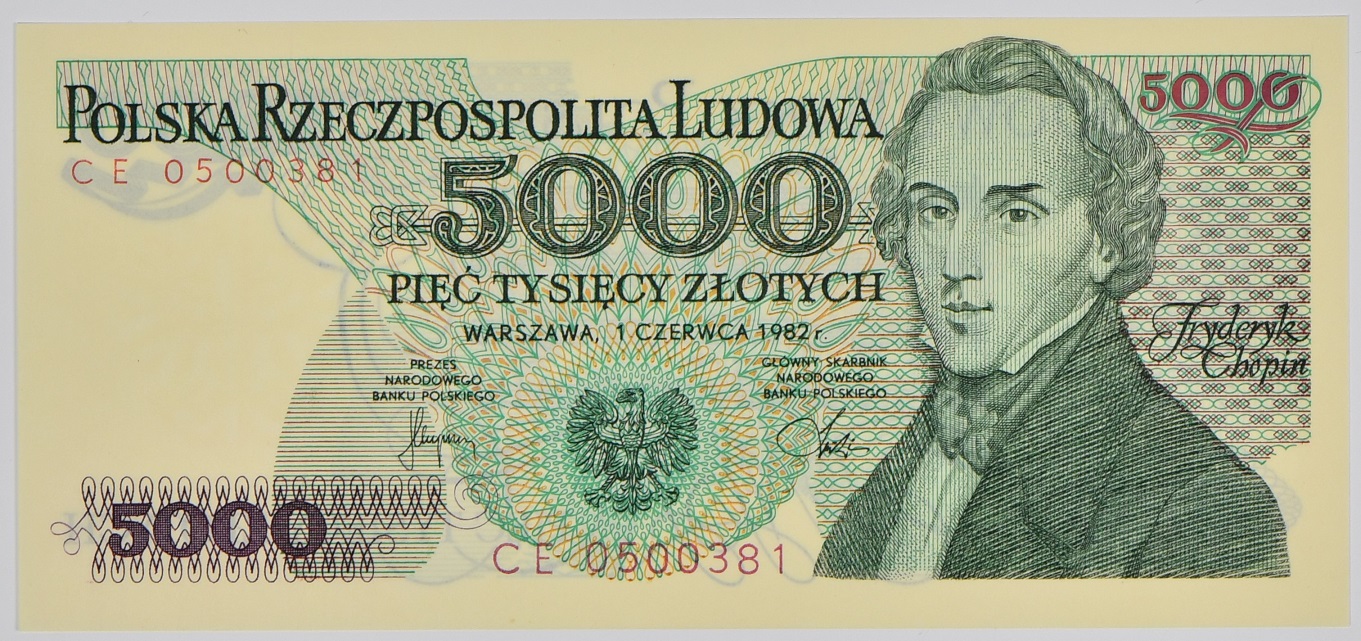 Banknot 5000 złotych 1982 - seria CE - UNC