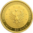 Niemcy, 50 euro 2017 F, Róża Luthera, złoto st. 1