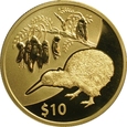 Nowa Zelandia, 10 dolarów 2012, Kiwi, 1/4 oz. Au999