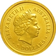 AUSTRALIA 5 DOLARÓW 2002 KANGUR 1/20 oz Au st. 1-