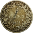 FRANCJA 5 FRANKÓW 1831 W LUDWIK FILIP I