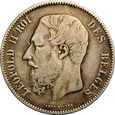 BELGIA 5 FRANKÓW 1867 LEOPOLD II