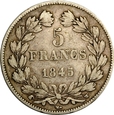 FRANCJA 5 FRANKÓW 1845 W LUDWIK FILIP I