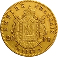 FRANCJA 20 FRANKÓW 1867 BB NAPOLEON III