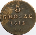 KSIĘSTWO WARSZAWSKIE 3 GROSZE 1812 IB