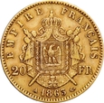 FRANCJA 20 FRANKÓW 1863 A NAPOLEON III