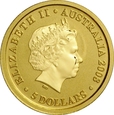 AUSTRALIA 5 DOLARÓW 2008 KANGUR 1/20 oz Au st. 1