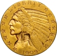 USA 5 DOLARÓW 1909 INDIANIN