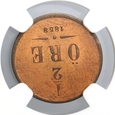 SZWECJA 1/2 ORE 1858 Oskar II MS64 RB