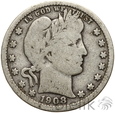 314. USA, 1/4 dolara, 1908 (O), Merkury
