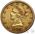 USA, 10 dolarów, 1893 CC, Liberty head