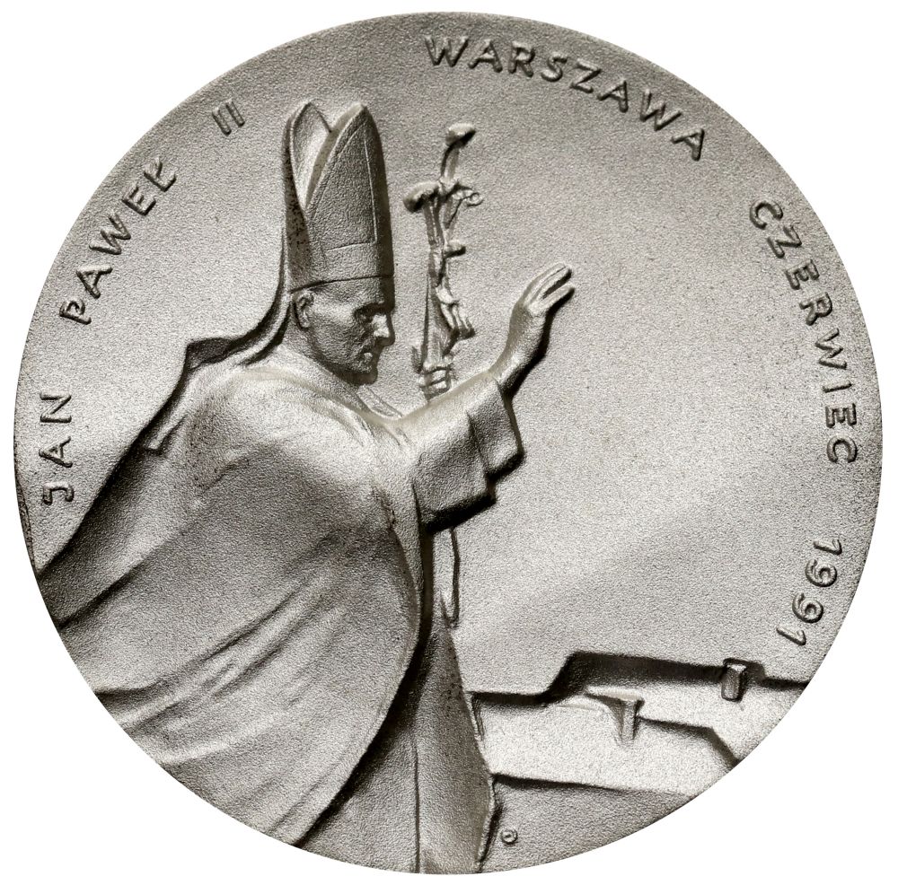15. Polska, III RP, medal, Jan Paweł II, W-wa, czerwiec 1991, srebro