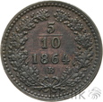 AUSTRIA - 5/10 KREUZER - 5/10 KRAJCARA - 1864 B