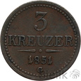 Austria, 3 krajcary, 1851 G, Franciszek Józef I