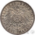 1367. Niemcy, Prusy, 3 marki, 1910 A, Wilhelm II