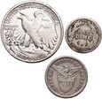 B161. USA, Filipiny, half dollar 1944, dime 1907, 20 centavos 1920