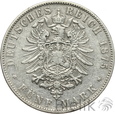 1004. Niemcy, Badenia, 5 marek, 1875 G, Fryderyk I