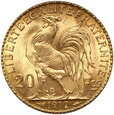 854. Francja,  20 franków, 1912, Kogut