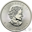 Kanada, 5 dolarów, 2014, Liść Klonu, Uncja Ag999