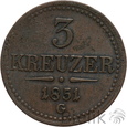 1181. Austria, 3 krajcary, 1851 G, Franciszek Józef I