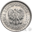 Polska, PRL, 1 złoty, 1957, próba, nikiel
