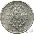 1002. Niemcy, Badenia, 2 marki, 1876 G, Fryderyk I