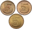 B532. Polska, PRL, 5 złotych 1976, 1977, 1979