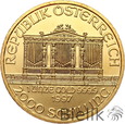 Austria, 2000 szylingów, 1997, uncja złota, Filharmonia