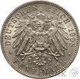 318. Niemcy, Wirtembergia, 5 marek, 1908 F, WIlhelm II