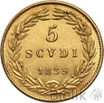 Watykan, Grzegorz XVI, 5 scudi 1835 R, Rzym, złoto