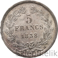 Francja, Ludwik Filip, 5 franków, 1838 MA, Marsylia [M]