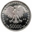 19.Polska, PRL, 50000 złotych, 1988, Józef Piłsudski