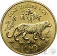 Zair, 100 zaires, 1975, lampart, złoto