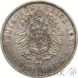 1028. Niemcy, Prusy, 5 marek, 1874 A, Wilhelm I