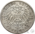 1009. Niemcy, Bawaria, 5 marek, 1902 D, Otto