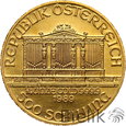 Austria, 500 szylingów, 1989, 1/4 uncji złota, Filharmonia, 