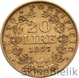 WATYKAN - 20 LIRÓW - 1867 XXII R - PIUS IX