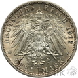316. Niemcy, Wirtembergia, 3 marki, 1912 F, WIlhelm II