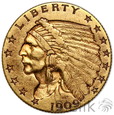 USA, 2 1/2 dolara 1909, Indianin