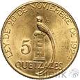 Gwatemala, 5 quetzales 1926, rajski ptak