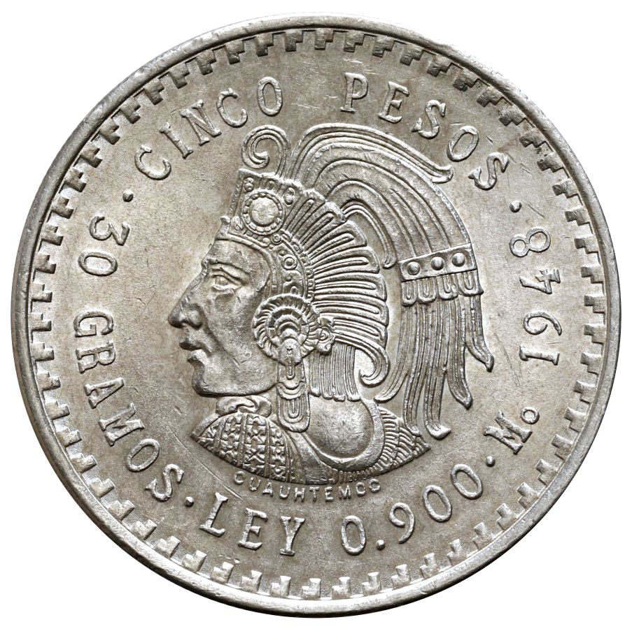 18. Meksyk, 5 peso 1948, Aztek