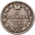 B146. Rosja, Mikołaj I, 5 kopiejek 1845 КБ