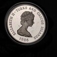 1 korona 1986, Turks i Caicos PROOF Srebro .925