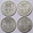 Rosja, Car Mikołaj II,  1 rubel 1896, 1897, 1898, 1899, zestaw 4 szt.