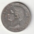  5  PESETAS 1876  NA  GWIAZDKACH 1871