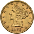 USA, 5 Dolarów 1892 r. 
