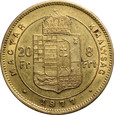 Węgry, 20 franków / 8 Forintów 1877 r. 