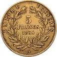 Francja, 5 Franków 1854 r.